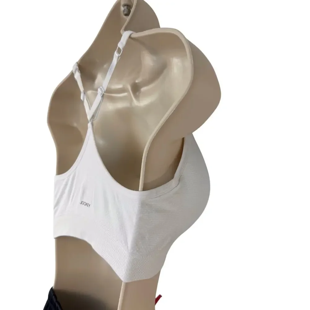 Women's White Jockey Racerback Sports Bra Molded Cup Adjustable Straps Medium - Picture 16 of 16